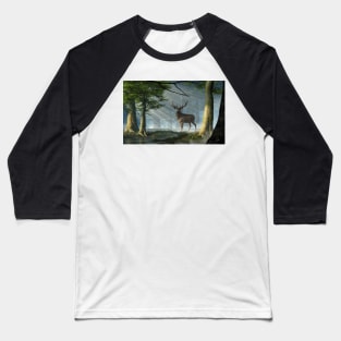 Red Deer in the Deep Forest Baseball T-Shirt